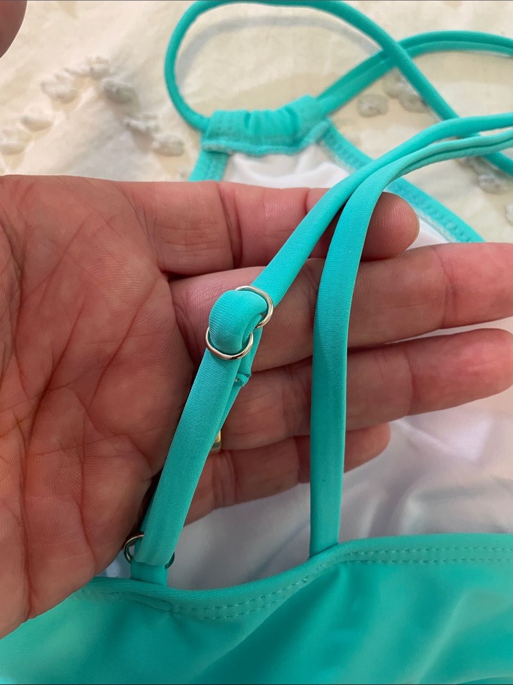 Women's Teal Strappy Bikini Turquoise Push Up V Neck Sets Criss Cross new - Picture 6 of 11